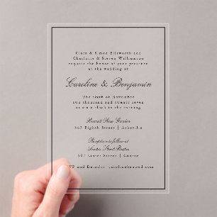 Formal Classic Border Script Elegant Wedding RSVP Acrylic Invitations