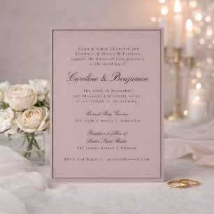 Formal Classic Border Script Mauve Wedding Website Invitation