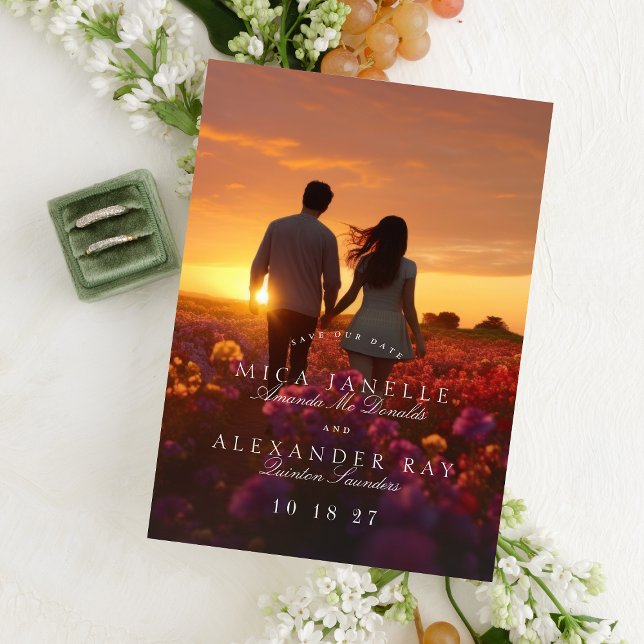 Formal Classic Calligraphy Photo Save The Date Magnetic Invitation (Creator Uploaded)