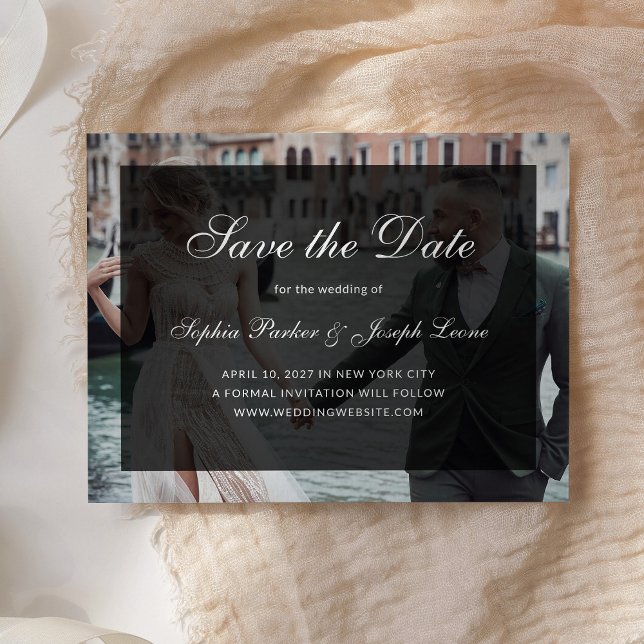 Formal Classic Dark Overlay | Photo Save the Date Announcement Postcard (Creator Uploaded)