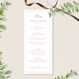 Formal Classic Dusty Rose Border Script Wedding Menu