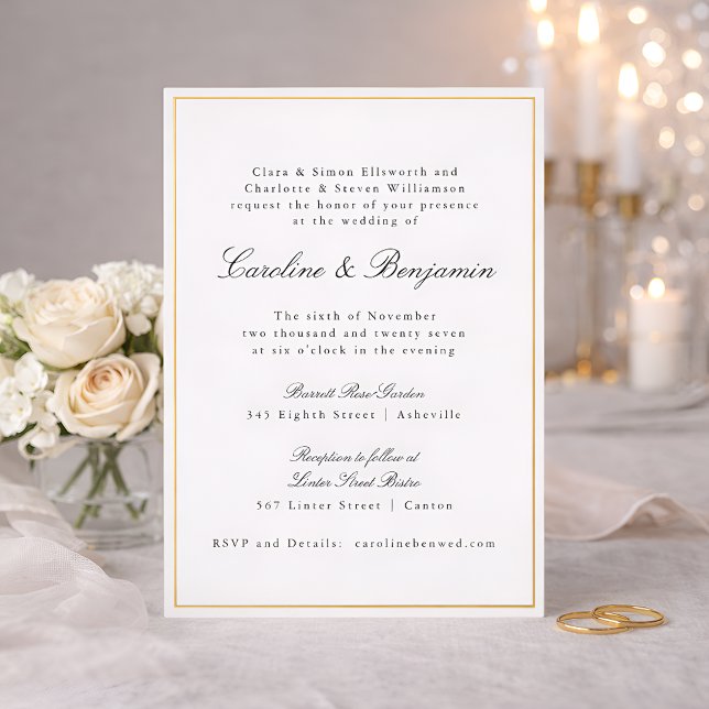 Formal Classic Gold Border Elegant Chic Wedding  (Creator Uploaded)