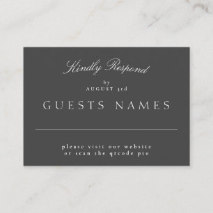 Formal Classic Grey Wedding QR CODE DETAIL RSVP Card