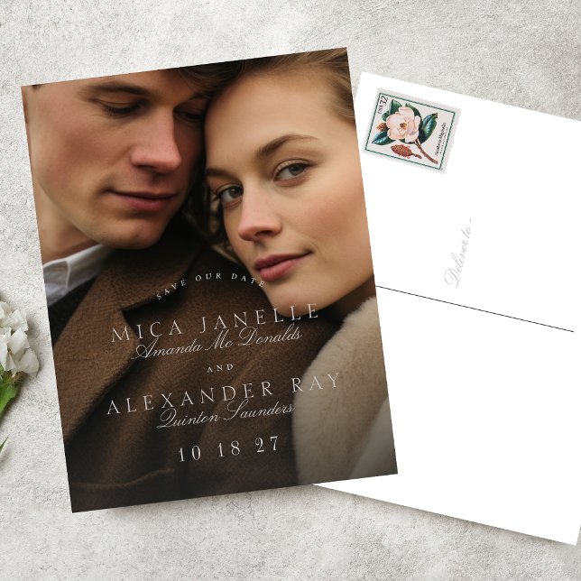 Formal Classic Light Grey Photo Save The Date Postcard (Creator Uploaded)
