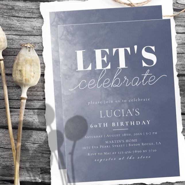 Formal Classic Navy Blue Smoke 60th Birthday Invitation (Creator Uploaded)