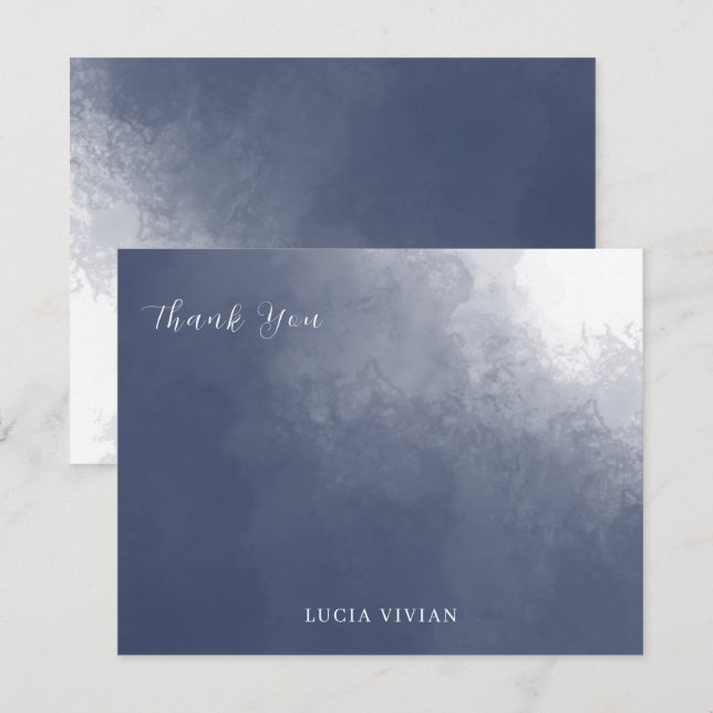 Formal Classic Navy Blue Smoke Blank Thank You Card (Front/Back)