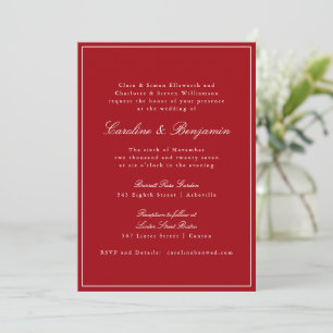 Formal Classic Red Script Elegant Wedding RSVP Invitation