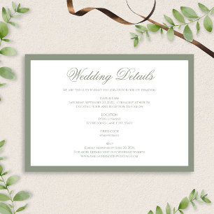 Formal Classic Sage Green Bodered Wedding Details Enclosure Card