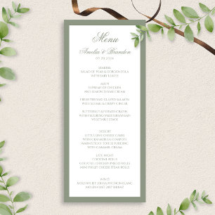 Formal Classic Sage Green Border Script Wedding Menu