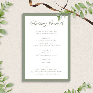 Formal Classic Sage Green Border Wedding Details Enclosure Card