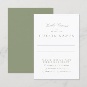 Formal Classic Sage Green Calligraphy Wedding RSVP Card