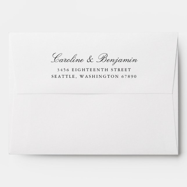 Formal Classic Script Elegant Return Address Envelope (Back (Top Flap))
