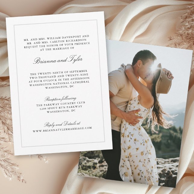Formal Classic Script Elegant RSVP Wedding Invitation (Available in both printed and paperless digital download formats!)