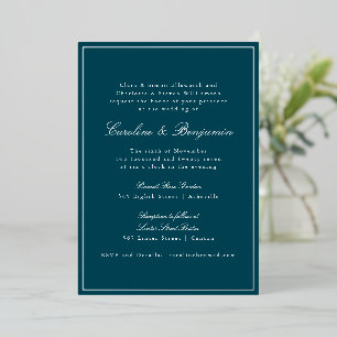 Formal Classic Teal Silver Border Elegant Wedding