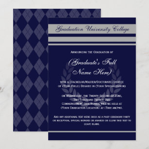 Formal College Graduation Announcements ~ Blue