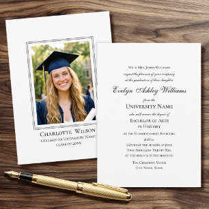 Formal Commencement Invitation Script Photo Card