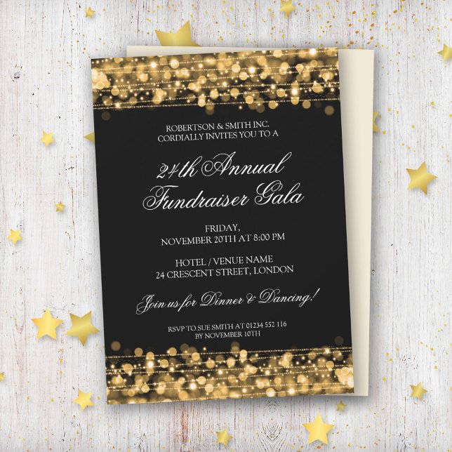 Formal Corporate Fundraiser Party Elegant Gold Invitation (Creator Uploaded)
