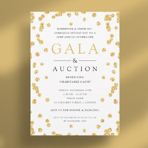 Formal Corporate Gala & Auction Gold Glitter  Invitation