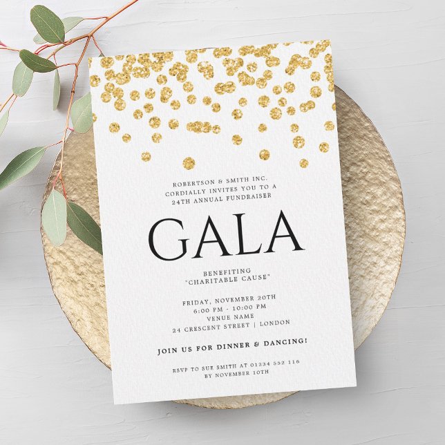 Formal Corporate Gala Ball Gold Glitter Confetti Invitation (Formal Corporate Gala Ball Gold Glitter Confetti Invitation)