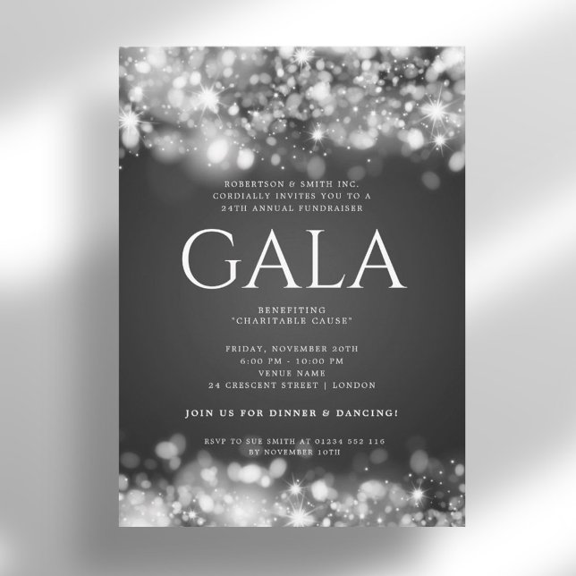 Formal Corporate Gala Ball Silver Sparkling Lights Invitation (Formal Corporate Gala Ball Silver Sparkling Lights Invitation)
