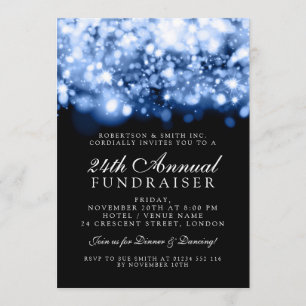 Formal Corporate Gala Event Blue Sparkling Lights Invitation