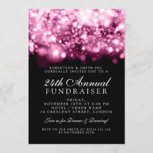 Formal Corporate Gala Event Pink Sparkling Lights Invitation