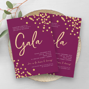 Formal Corporate Gala Gold Confetti Magenta Invitation