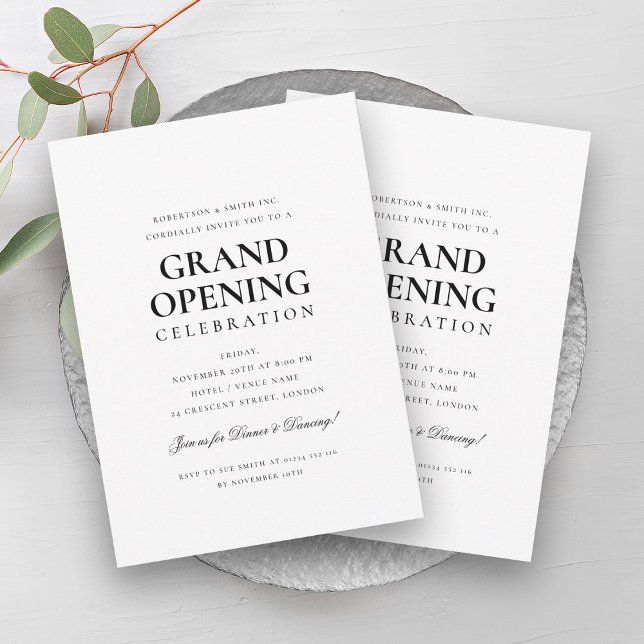 Formal Corporate Grand Opening Black & White  Invitation (Formal Corporate Grand Opening Black & White Invitation)