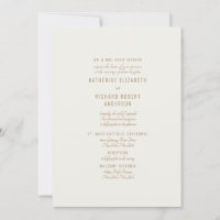 Formal  Cream Gold Text Two Venue Bride Parents 