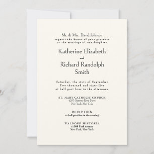 Formal Cream Wedding Bride Parents Invitation