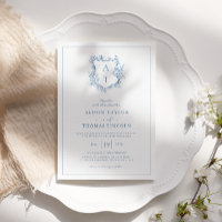 Formal Crest Vibrant Blue Monogram Wedding