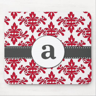Formal Damask Monogram Mouse Pad