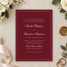 Formal Deep Burgundy & White Border Script Wedding