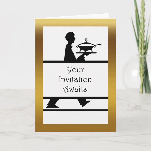 Formal Dinner Invitation, Server with Soup Tureen Invitation (Front)