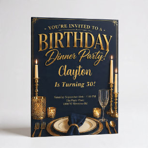 Formal Dinner Night Theme Birthday Party Invitation