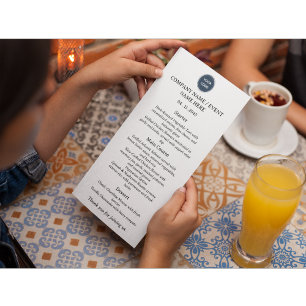 Formal Dinners or Corporate Events Menu Card