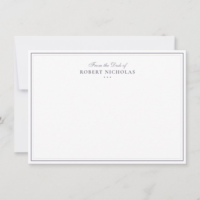 Formal Dusty Mauve Script Two Border Stationery Card (Front)