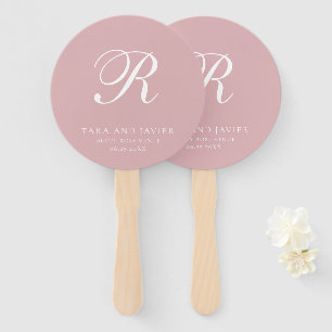 Formal Dusty Rose Pink Monogram Elegant Wedding Hand Fan