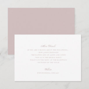 Formal Dusty Rose Pink Wedding Website Extra Info Enclosure Card