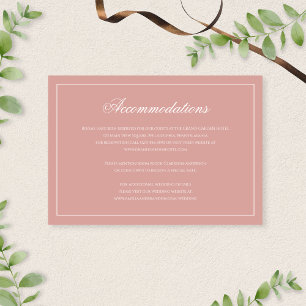 Formal Dusty Rose Script Wedding Accommodations Enclosure Card