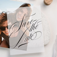 Formal Elegant Calligraphy Black Tie Save The Date