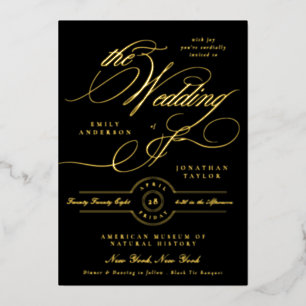 Formal Elegant Calligraphy Black Tie Wedding
