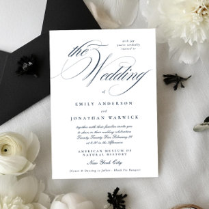 Formal Elegant Calligraphy Navy Blue The Wedding Invitation