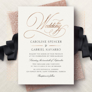 Formal Elegant Calligraphy Script Wedding Foil Inv