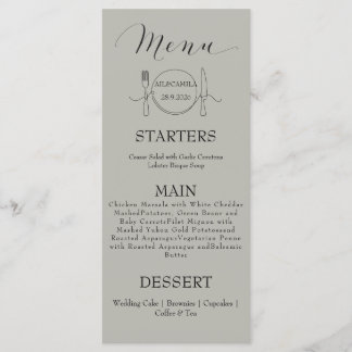 "Formal Elegant Calligraphy Wedding Menu