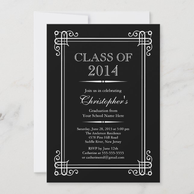 Formal Elegant Class of 2014 Graduation Party Invitation (Front)