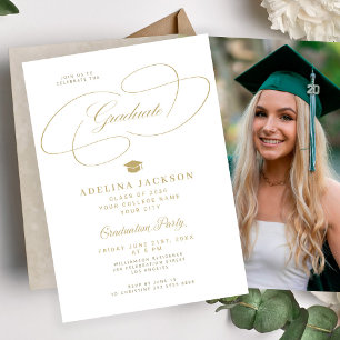 Formal elegant college photo graduation party invitation