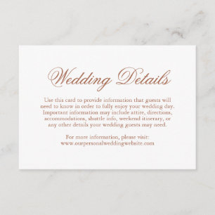 Formal Elegant Details Terracotta Wedding Enclosure Card