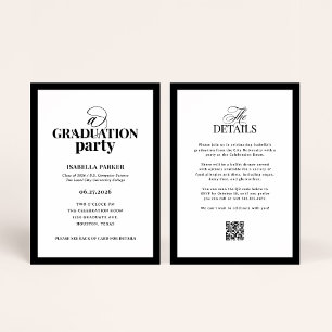 Formal Elegant Graduation Party   RSVP QR Code Invitation