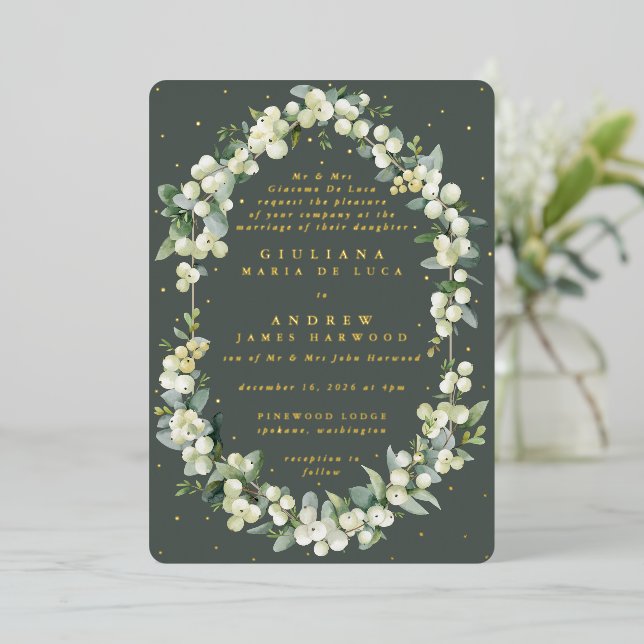 Formal Elegant Green Snowberry+Eucalyptus Wedding (Standing Front)